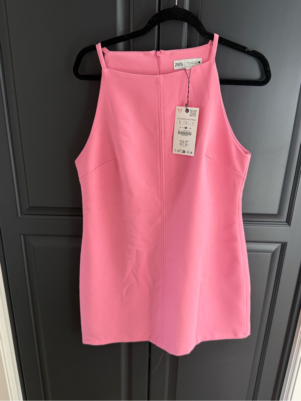 Zara Pink High Neck Mini Dress NWT Size L